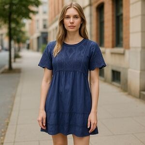 Boden Navy Blue Eyelet Women's Dress sz 8